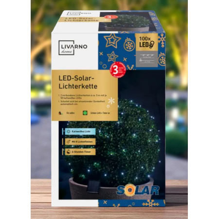 Гірлянда вулична на сонячній батареї Livarno Home 100 led 10м Холодне світло (7892) Гірлянда вулична на сонячній батареї Livarno Home 100 led 10м Холодне світло (7892)