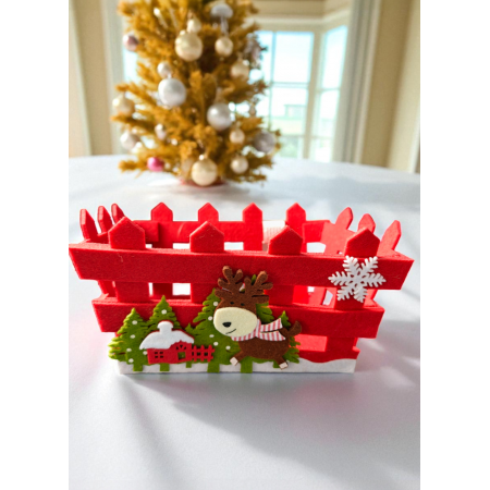Новорічний декоративний кошик Linarno Home із фетру Christmas Decoration Basket 18,5x12,5 см Червоний (7903) Новорічний декоративний кошик Linarno Home із фетру Christmas Decoration Basket 18,5x12,5 см Червоний (7903)