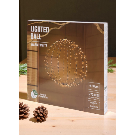 Підвісна світлодіодна куля Livarno Home "StarSphere " 272 LED D-50cm з таймером Теплий білий (7859) Підвісна світлодіодна куля Livarno Home "StarSphere " 272 LED D-50cm з таймером Теплий білий (7859)