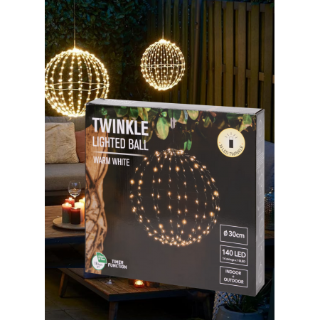 Підвісна світлодіодна куля Livarno Home "StarSphere " 140 LED D-30cm з таймером Теплий білий (7909) Підвісна світлодіодна куля Livarno Home "StarSphere " 140 LED D-30cm з таймером Теплий білий (7909)