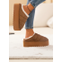 Капці Primark CozyStep з хутром і платформою 38 Домашні Тканинні Коричневі (7924)