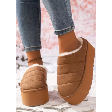 Тапки Primark CozyStep з хутром та платформою 38 Домашние Тканевые Коричневый (7924)