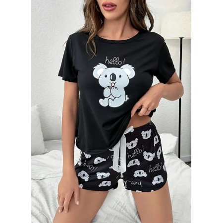 Домашний комплект Майка+Шорты женская FS Cute Coala Пижама L Black (7759)