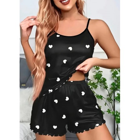 Домашний комплект Майка+Шорты женская FS Heart Пижама L Black (7769)