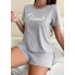 Домашній комплект Футболка+Шорти жіночий FS  Love Пижама L Gray  (7764)