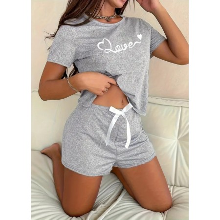 Домашний комплект Футболка+Шорты женская FS Love Пижама L Gray  (7764)