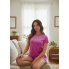 Жіноча велюрова піжама FS Juicy  Футболка + Шорти з принтом M Pink (7626)