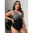 Суцільний купальник FS Swimsuit "Black & White Waves" 2XL(54-56) Black (7676)