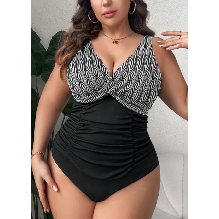 Сплошной купальник FS Swimsuit "Black & White Waves" 1XL(52-54) Black (7675)