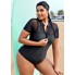 Суцільний спортивний купальник FS Plus Size 1XL (52-54) з блискавкою та сітчастою вставкою Чорний (7590)