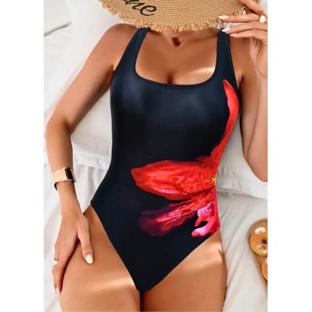 Сплошной купальник FS Red Flower L Black (7672)