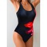 Суцільний купальник FS Red Flower M Black (7671)