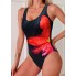Суцільний купальник FS Red Flower M Black (7671)