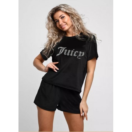 Жіноча велюрова піжама FS Juicy Футболка + Шорти XL Black (7604) Жіноча велюрова піжама FS Juicy Футболка + Шорти XL Black (7604)