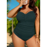  Жіночий суцільний купальник FS Elina Plus Size 2XL/54-56 в рубчик Зелений (8015)