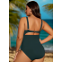  Жіночий суцільний купальник FS Elina Plus Size 2XL/54-56 в рубчик Зелений (8015)