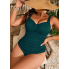  Жіночий суцільний купальник FS Elina Plus Size 2XL/54-56 в рубчик Зелений (8015)