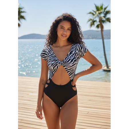 Cлитный купальник FS Zebra L з принтом Black (7650)