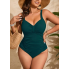 Жіночий суцільний купальник FS Elina Plus Size 2XL/54-56 в рубчик Зелений (8015)