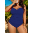  Жіночий суцільний купальник FS Elina Plus Size 2XL/54-56 в рубчик Синій (8018)