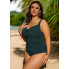  Жіночий суцільний купальник FS Elina Plus Size 2XL/54-56 в рубчик Зелений (8015)