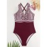  Жіночий суцільний купальник FS Daisy Plus Size 3XL/56-58 Бордовий (7005)