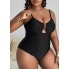  Жіночий суцільний купальник FS Gloria Plus Size 3XL/56-58 Чорний (7008)