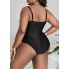  Жіночий суцільний купальник FS Gloria Plus Size 3XL/56-58 Чорний (7008)