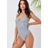 Суцільний купальник Cupshe Blue Nautical Striped Print Tummy Control L Білий (8493)