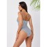 Суцільний купальник Cupshe Blue Nautical Striped Print Tummy Control L Білий (8493)