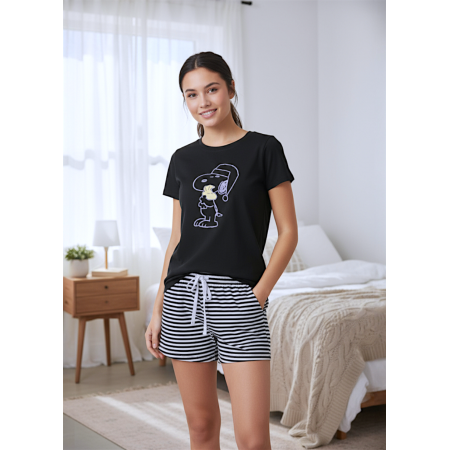 Піжама жіноча бавовняна Disney Pyjama short Snoopy S Домашній комплект Чорний (8138) Піжама жіноча бавовняна Disney Pyjama short Snoopy S Домашній комплект Чорний (8138)