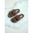 Плоскі шльопанці з пряжами Жіночі Primark Memory Foam Slipper 38 з ефектом пам'яті Коричневі (7967)