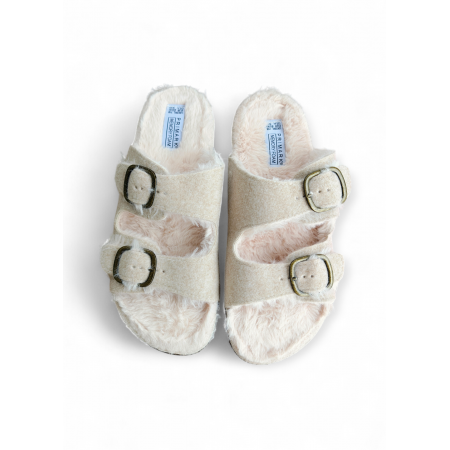 Плоскі шльопанці з пряжами Жіночі Primark Memory Foam Slipper 40 з ефектом пам'яті Бежевий (7968)