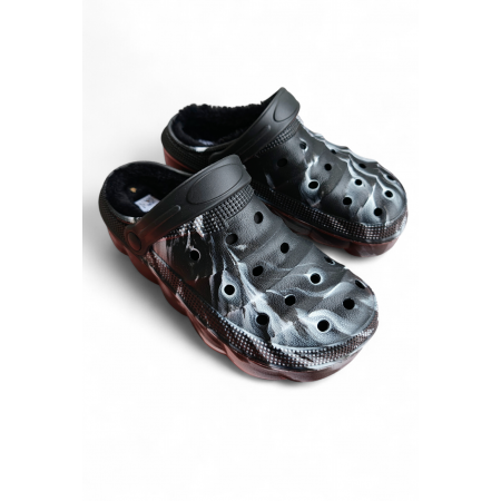 Утепленные тапочки-сабо Primark Black Flame 37 с мехом Черный (8020)