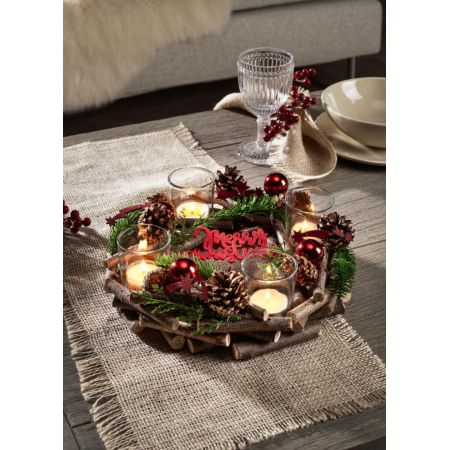 Різдвяний вінок-свічник LIVARNO HOME"Winter Magic" з натуральних матеріалів 28см Червоний (7858) Різдвяний вінок-свічник LIVARNO HOME"Winter Magic" з натуральних матеріалів 28см Червоний (7858)