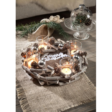 Різдвяний вінок-свічник LIVARNO HOME"Winter Magic" з натуральних матеріалів 28см Срібний (7955) Різдвяний вінок-свічник LIVARNO HOME"Winter Magic" з натуральних матеріалів 28см Срібний (7955)