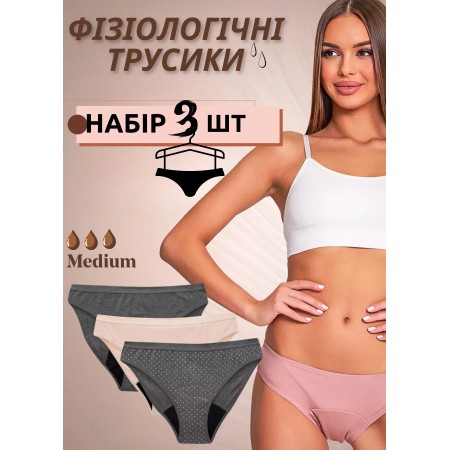 Набор Хлопковых физиологичных трусиков FS 3 Pack Period Underwear L для критических дней Комбінований (6933)