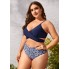  Жіночий купальник Tankini FS Lily Plus Size 0XL (50-52) Топ+плавки Синій (6966)