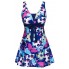  Жіночий суцільний купальник FS Plus Size Floral Print 5XL Синій (8375)