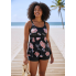  Жіночий купальник FS Tankini Yonique Women's Plus Size 2XL Floral Print Чорний (8190)