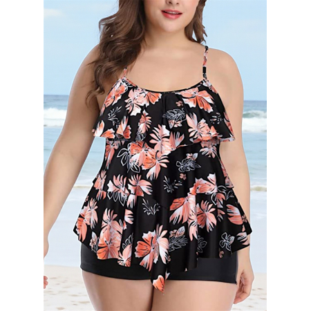 Женский купальник FS Tankini Yonique Women's Plus Size 3XL Floral Print Черный (8192) Женский купальник FS Tankini Yonique Women's Plus Size 3XL Floral Print Черный (8192)