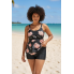  Жіночий купальник FS Tankini Yonique Women's Plus Size 2XL Floral Print Чорний (8190)