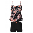  Жіночий купальник FS Tankini Yonique Women's Plus Size XXL Floral Print Чорний (8194)