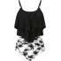 Жіночий роздільний купальник FS Bikini Set Ruffle High Waist із топом-воланом XL Чорний (9036)