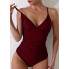  Жіночий суцільний купальник Cupshe V Neck Tummy Control М Бордовий (9128)