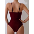 Жіночий суцільний купальник Cupshe V Neck Tummy Control М Бордовий (9128)