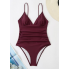  Жіночий суцільний купальник Cupshe V Neck Tummy Control М Бордовий (9128)