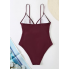  Жіночий суцільний купальник Cupshe V Neck Tummy Control М Бордовий (9128)