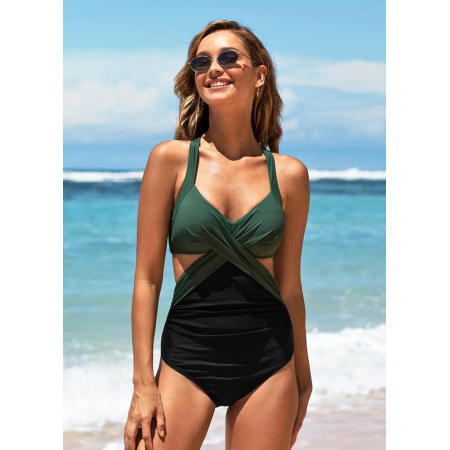 Суцільний купальник FS Carly Colorblock Tummy Control М Чорний (9131)