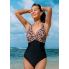 Суцільний купальник Cupshe Leopard Print Cutout Tummy Control М Чорний (9144)